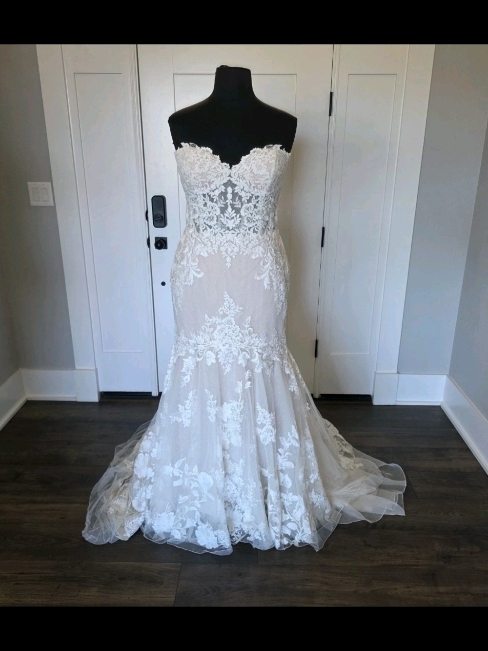 Justin Alexander 99007 Strapless Lace Mermaid Wedding Gown Size 20 Nwot